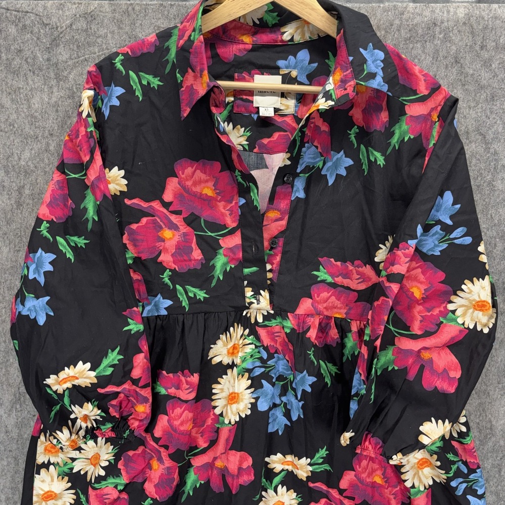 The Bettina Tiered Shirt Dress Maeve Anthropologie Women's XS Floral Midi‎ Maxi